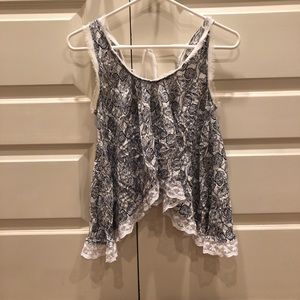 Lace and floral design tank top